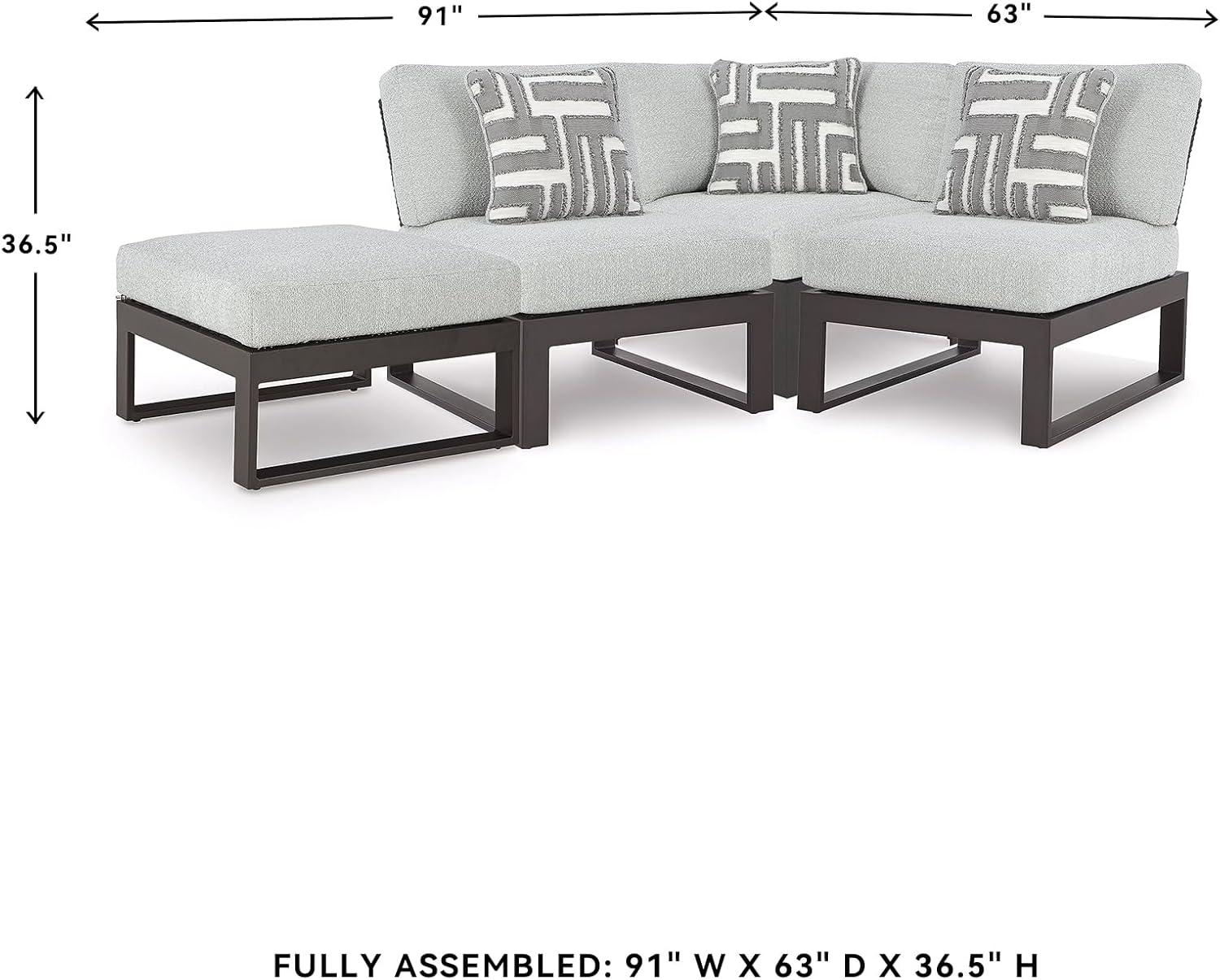 imageSignature Design by Ashley Beachloft Symmetrical Casual 5Piece Outdoor Sectional with Cushion and 5 Throw Pillows Light Gray4Piece Outdoor Sectional