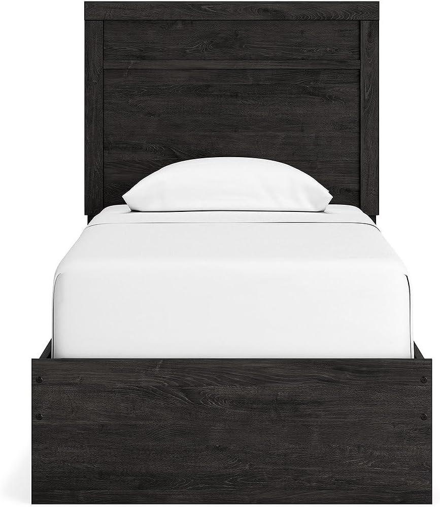 imageSignature Design by Ashley Belachime Rustic Twin Panel Bed Foundation or Box Spring Needed GrayCharcoal