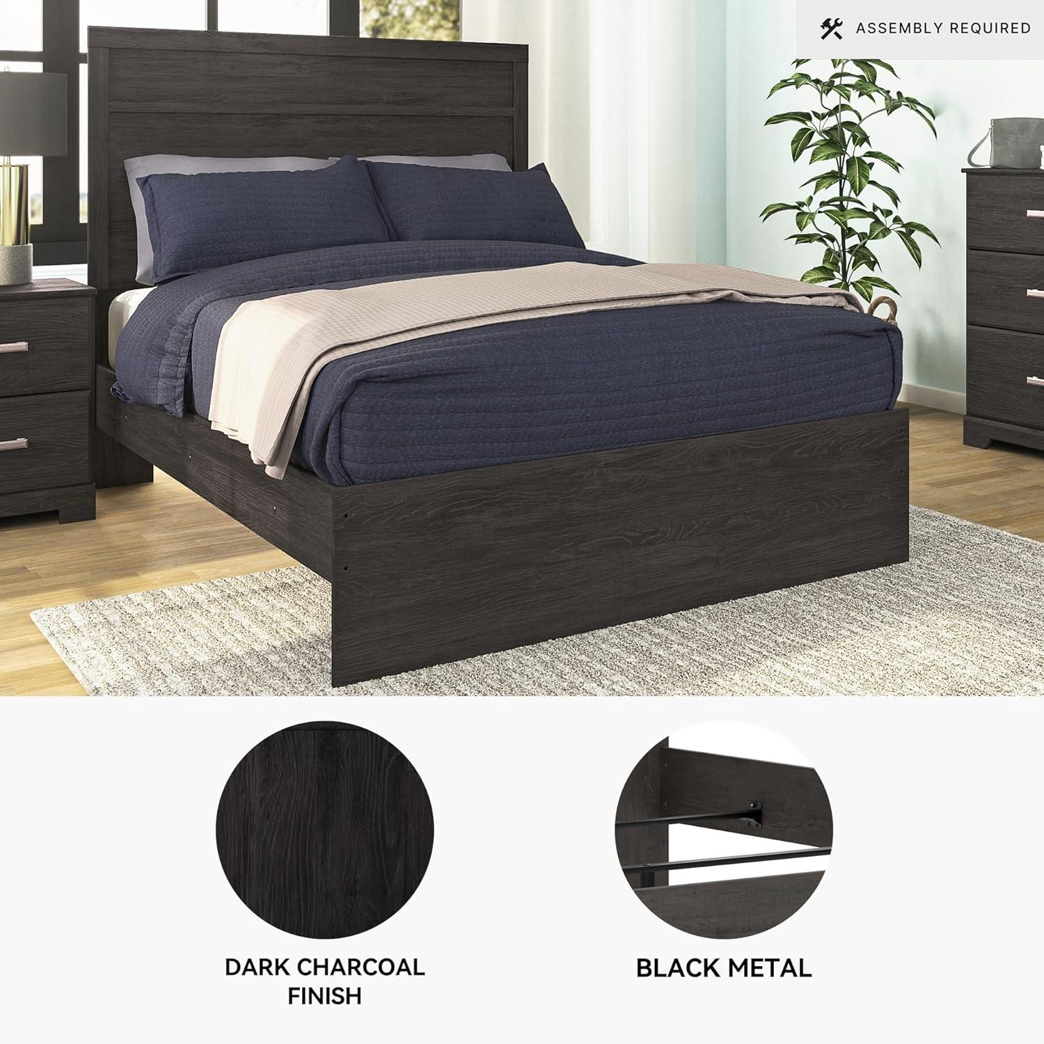 imageSignature Design by Ashley Belachime Rustic Twin Panel Bed Foundation or Box Spring Needed GrayCharcoal
