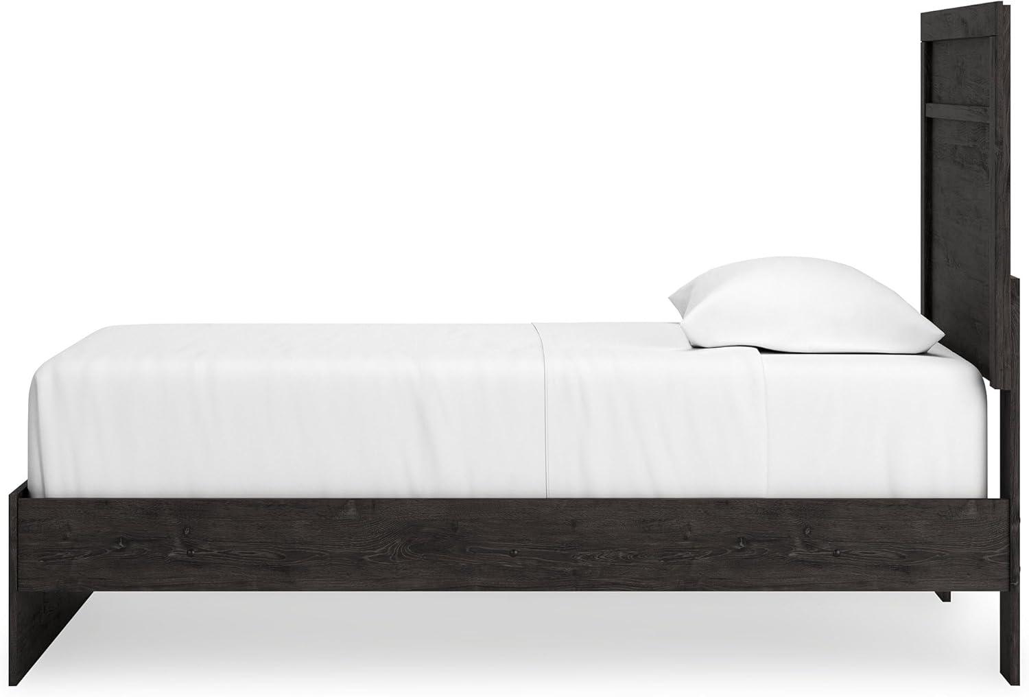 imageSignature Design by Ashley Belachime Rustic Twin Panel Bed Foundation or Box Spring Needed GrayCharcoal