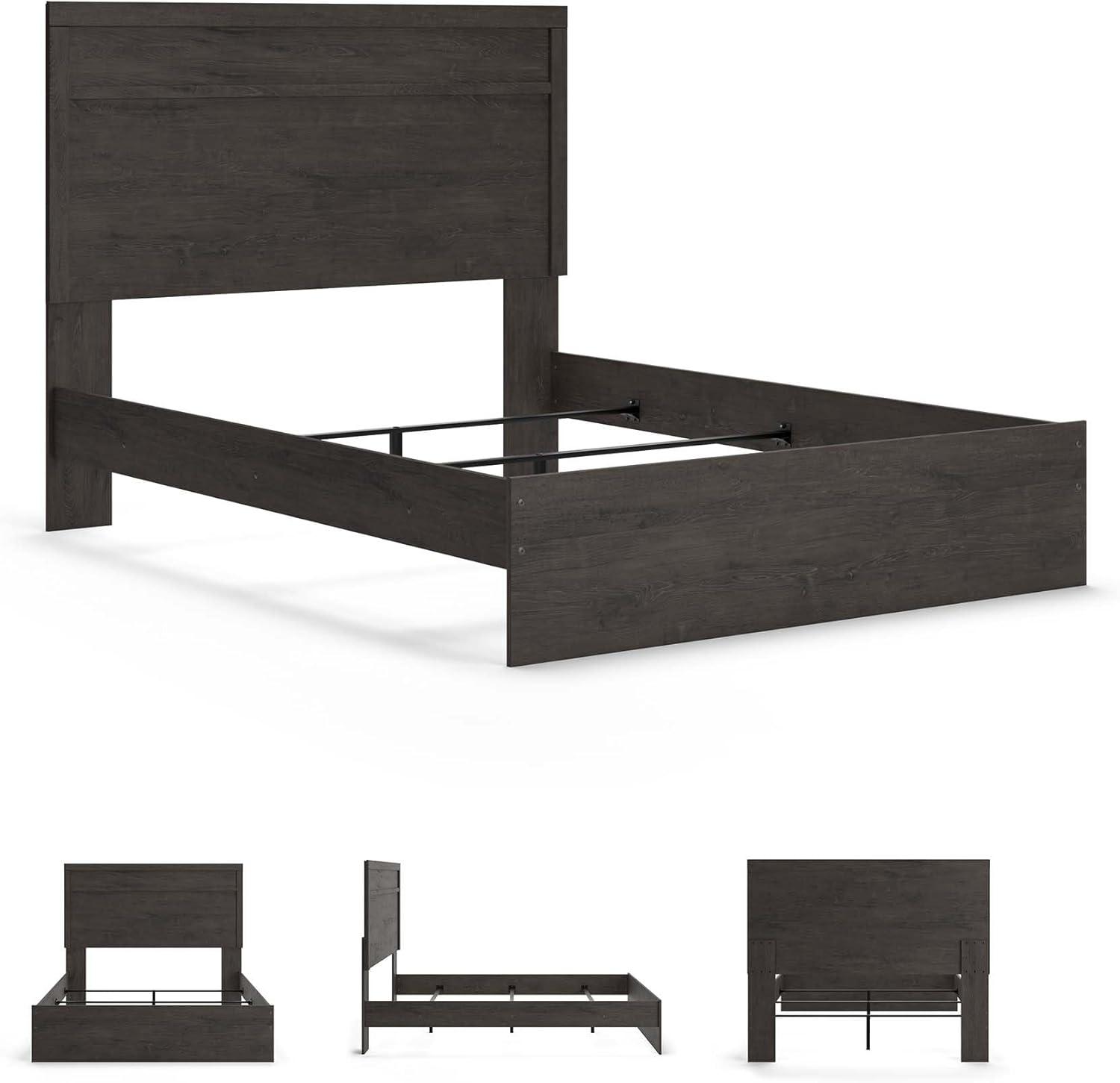 imageSignature Design by Ashley Belachime Rustic Twin Panel Bed Foundation or Box Spring Needed GrayCharcoal