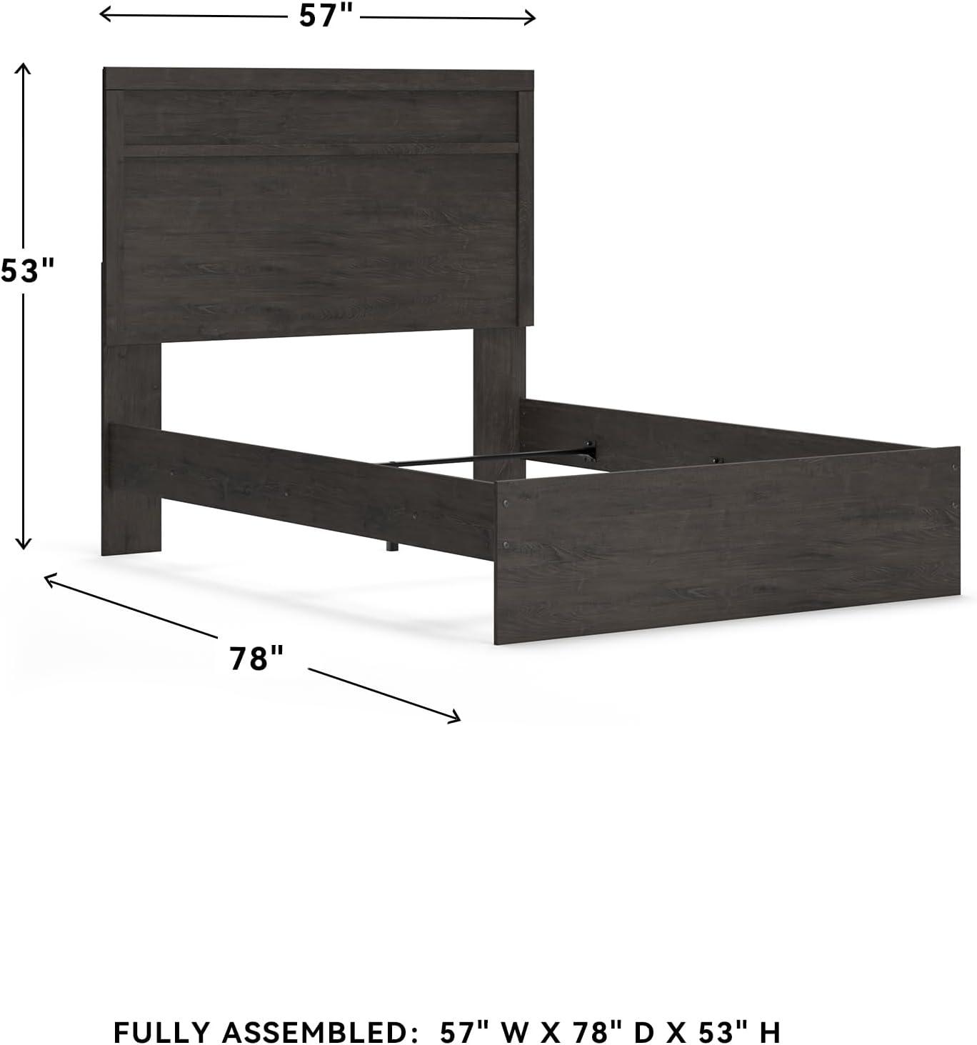 imageSignature Design by Ashley Belachime Rustic Twin Panel Bed Foundation or Box Spring Needed GrayCharcoal
