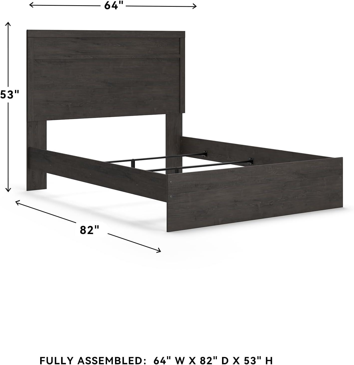 imageSignature Design by Ashley Belachime Rustic Twin Panel Bed Foundation or Box Spring Needed GrayCharcoal