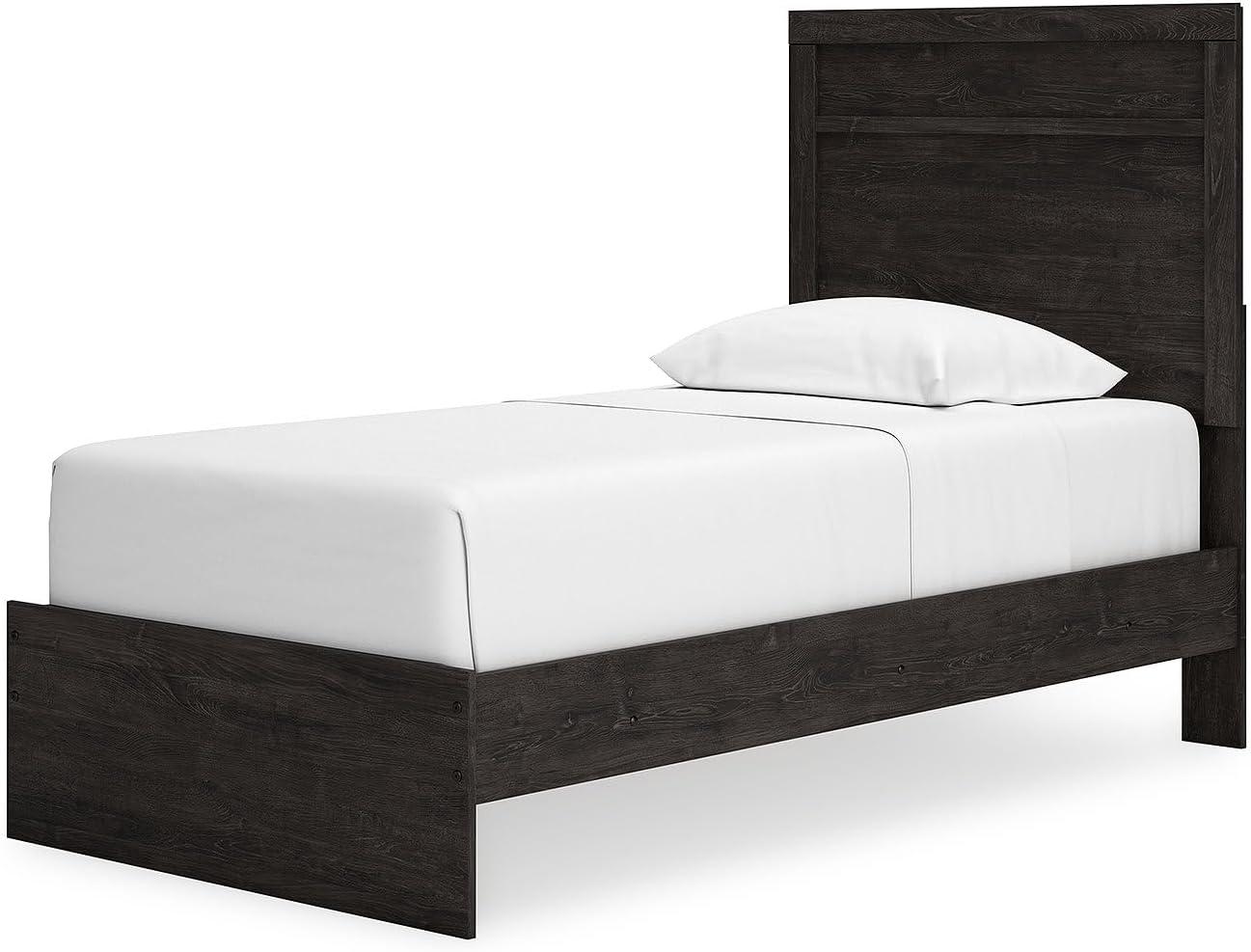 imageSignature Design by Ashley Belachime Rustic Twin Panel Bed Foundation or Box Spring Needed GrayCharcoal