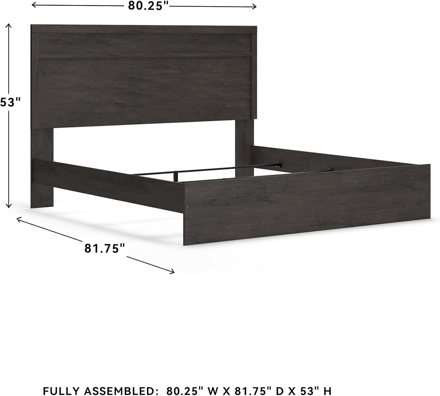 imageSignature Design by Ashley Belachime Rustic Twin Panel Bed Foundation or Box Spring Needed GrayCharcoal