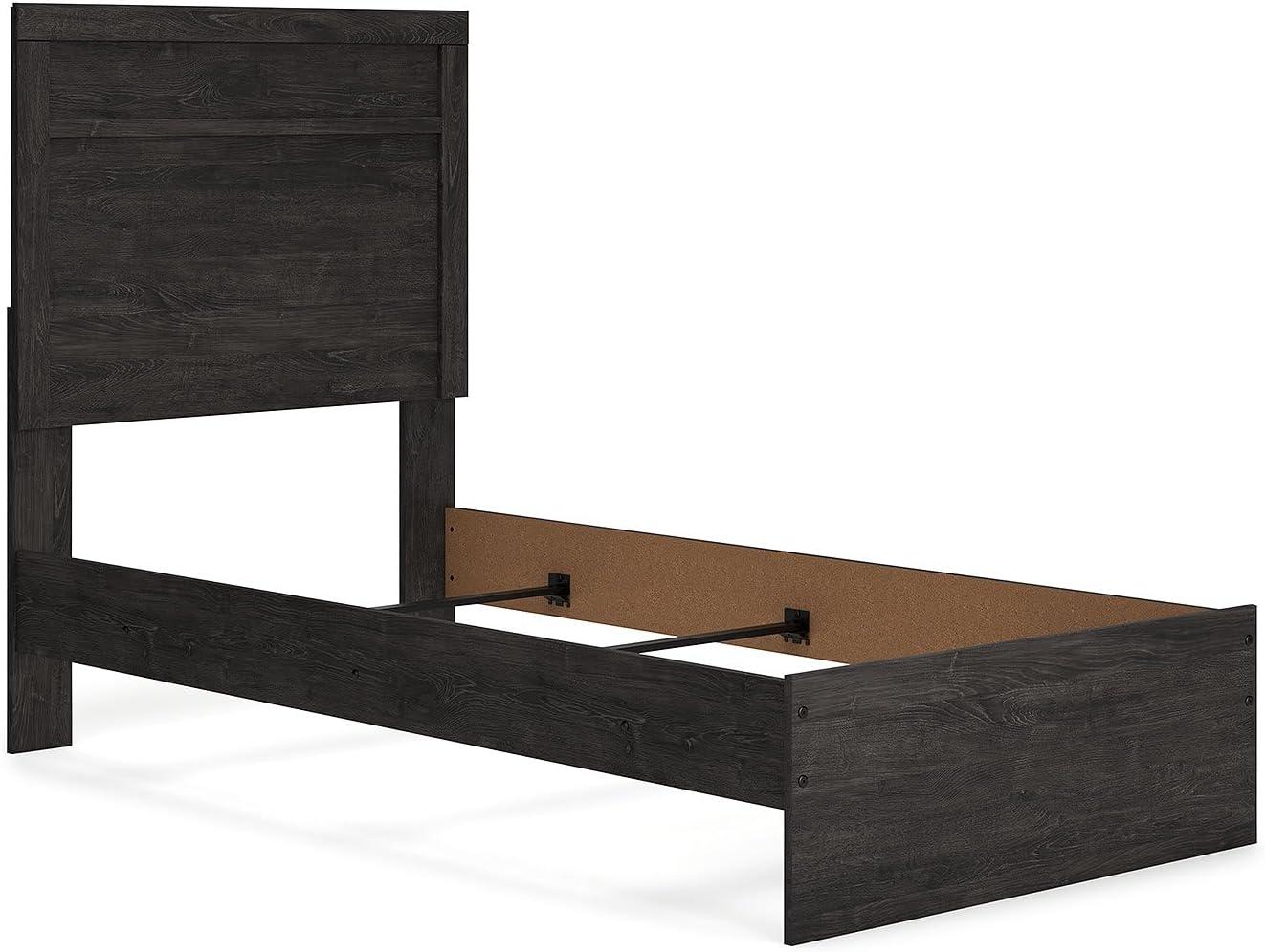 imageSignature Design by Ashley Belachime Rustic Twin Panel Bed Foundation or Box Spring Needed GrayCharcoal
