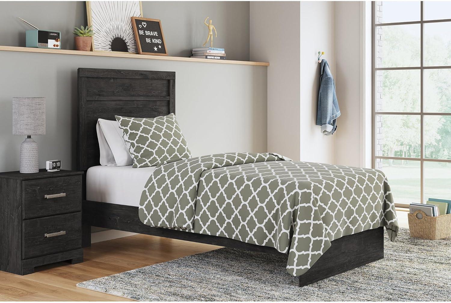 imageSignature Design by Ashley Belachime Rustic Twin Panel Bed Foundation or Box Spring Needed GrayCharcoal