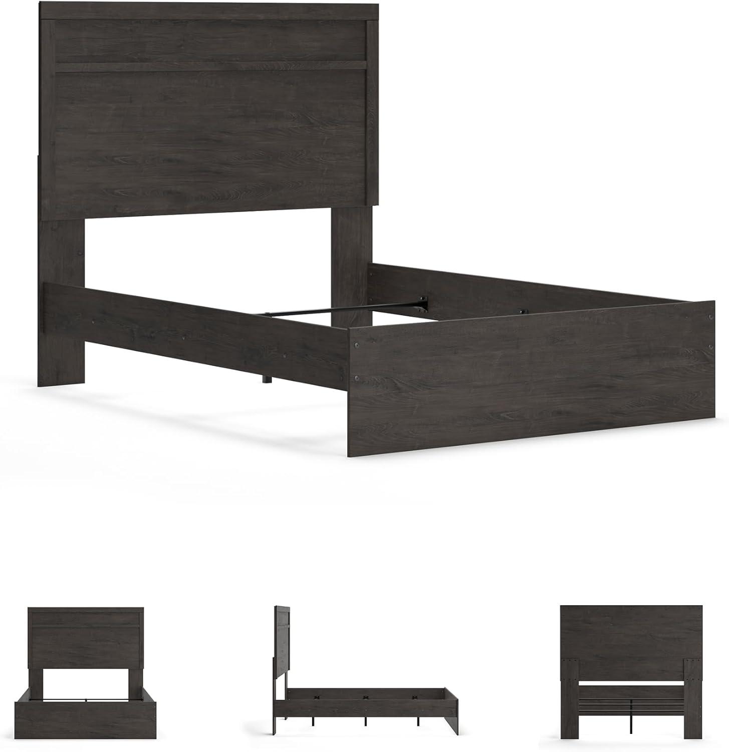 imageSignature Design by Ashley Belachime Rustic Twin Panel Bed Foundation or Box Spring Needed GrayCharcoal