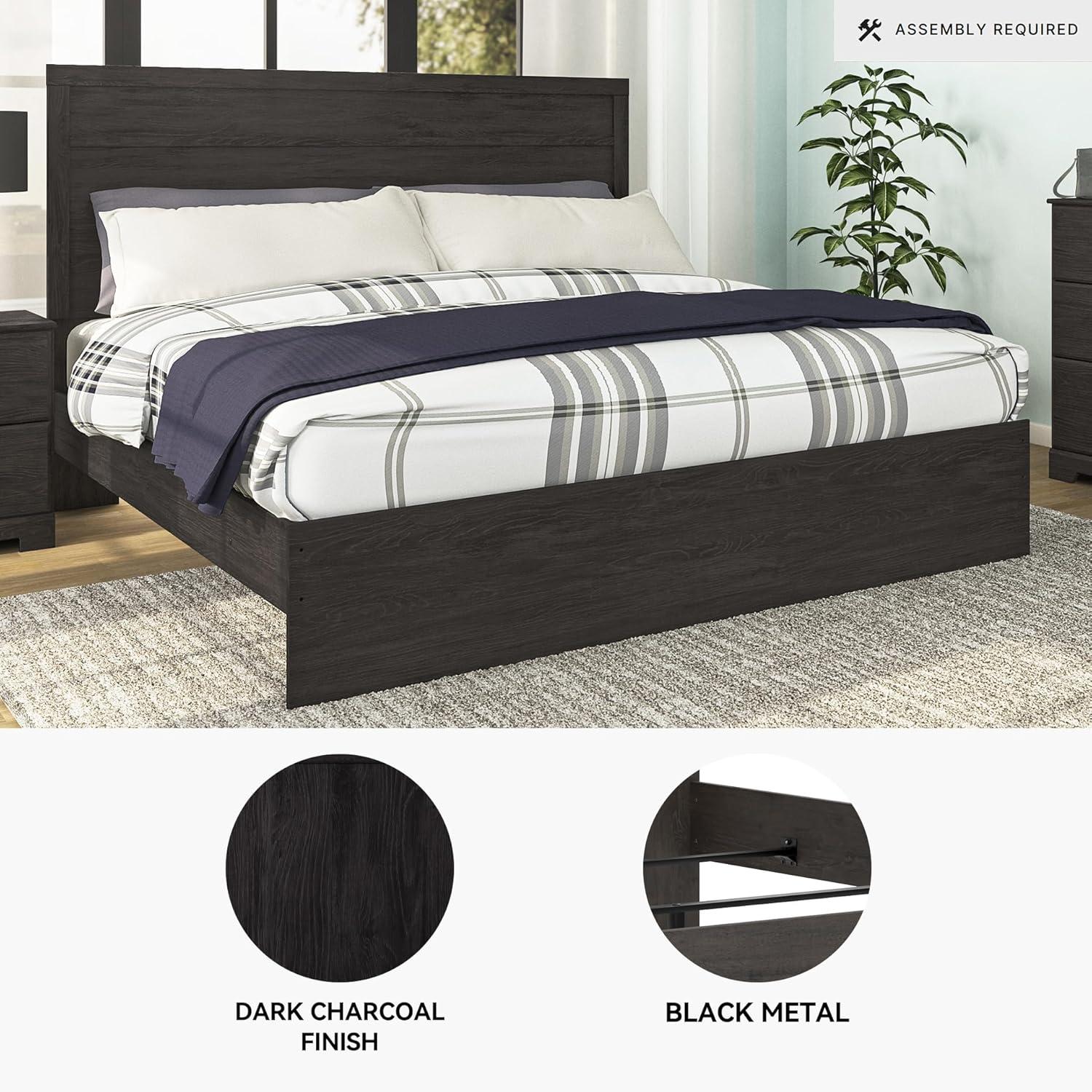 imageSignature Design by Ashley Belachime Rustic Twin Panel Bed Foundation or Box Spring Needed GrayCharcoal
