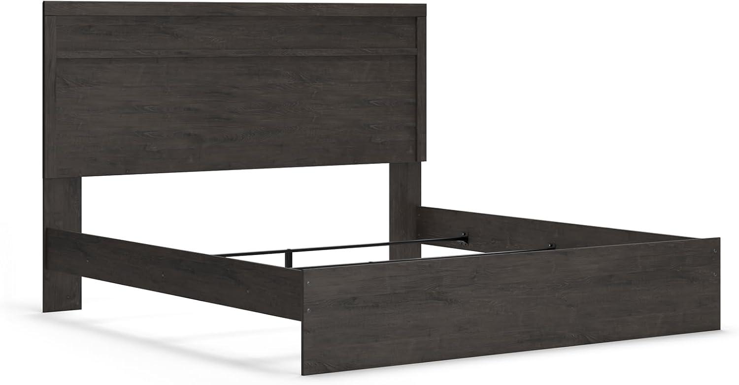 imageSignature Design by Ashley Belachime Rustic Twin Panel Bed Foundation or Box Spring Needed GrayCharcoal
