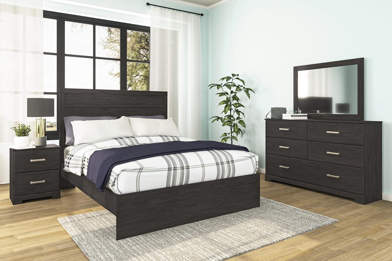 imageSignature Design by Ashley Belachime Rustic Twin Panel Bed Foundation or Box Spring Needed GrayCharcoal