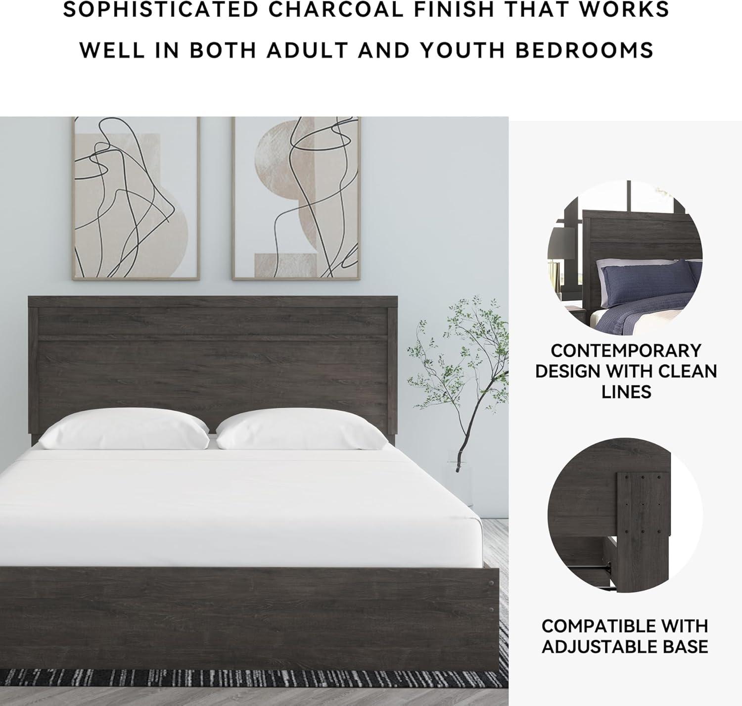 imageSignature Design by Ashley Belachime Rustic Twin Panel Bed Foundation or Box Spring Needed GrayCharcoal