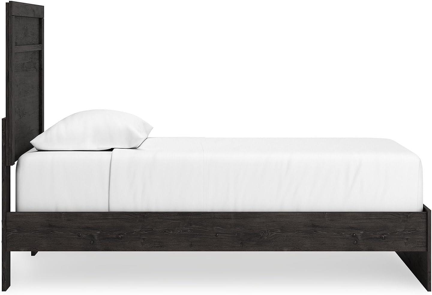 imageSignature Design by Ashley Belachime Rustic Twin Panel Bed Foundation or Box Spring Needed GrayCharcoal