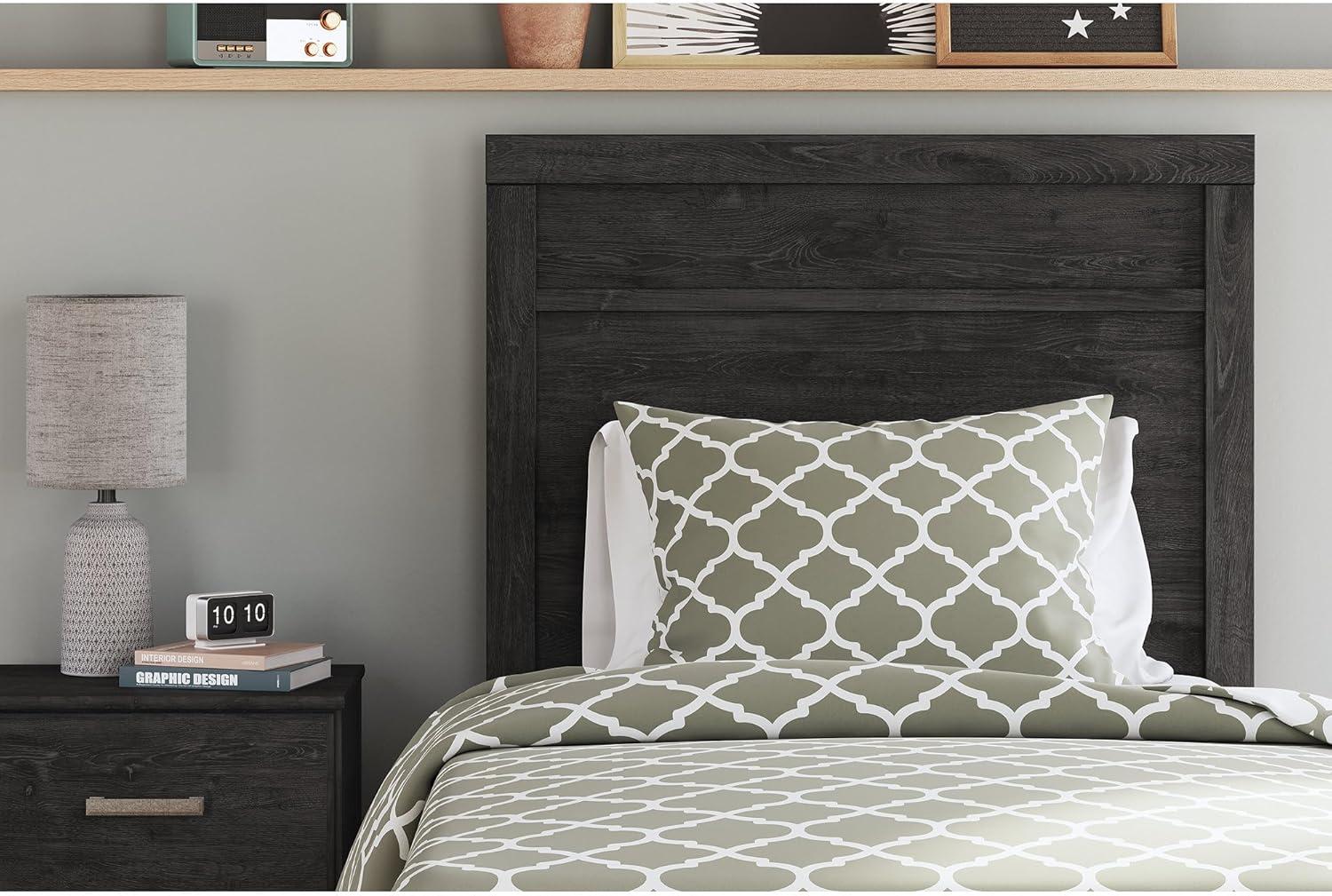 imageSignature Design by Ashley Belachime Rustic Twin Panel Bed Foundation or Box Spring Needed GrayCharcoal