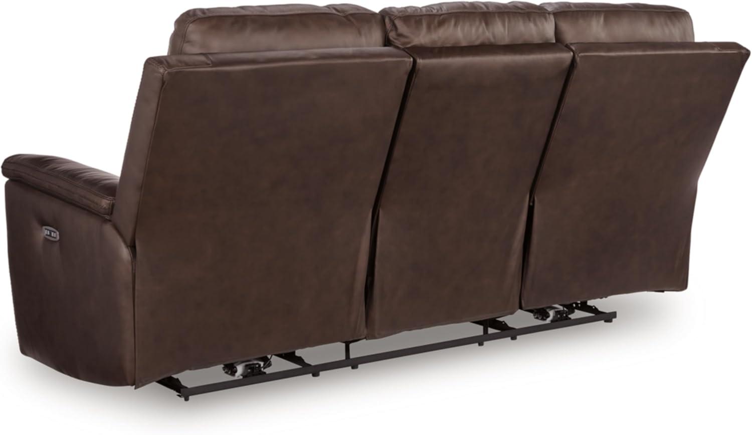 imageSignature Design by Ashley Beryton Power Reclining Sofa with Adjustable Headrest USBA amp USBC Charging OneTouch Reclining Leather 85 W x 41 D x 43 H BrownPower Reclining Sofa