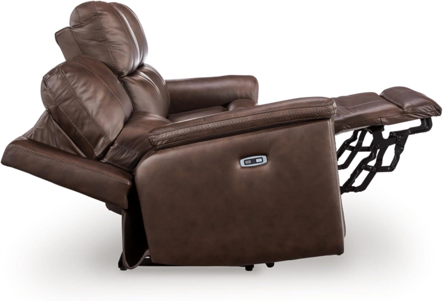 imageSignature Design by Ashley Beryton Power Reclining Sofa with Adjustable Headrest USBA amp USBC Charging OneTouch Reclining Leather 85 W x 41 D x 43 H BrownPower Reclining Sofa