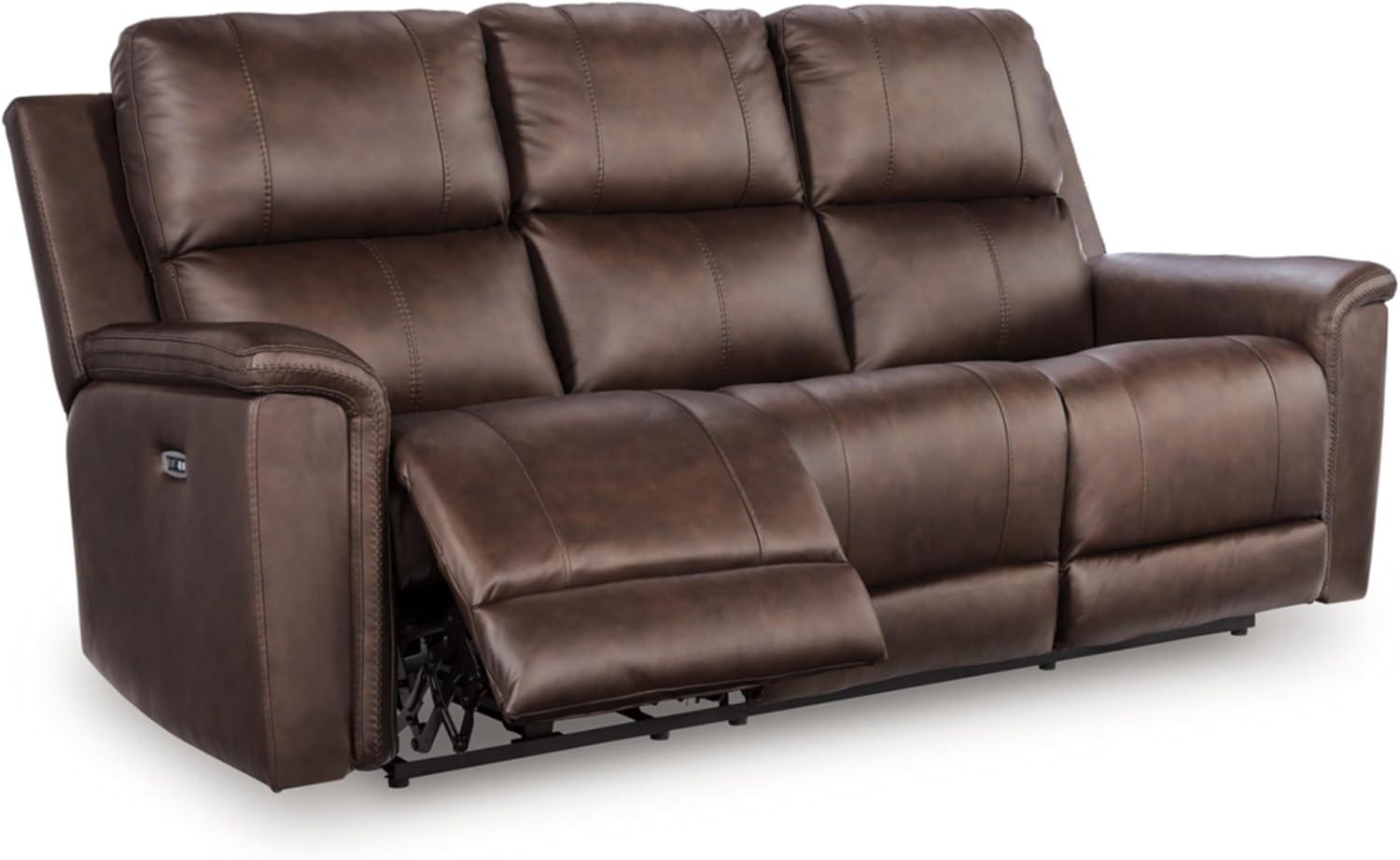 imageSignature Design by Ashley Beryton Power Reclining Sofa with Adjustable Headrest USBA amp USBC Charging OneTouch Reclining Leather 85 W x 41 D x 43 H BrownPower Reclining Sofa