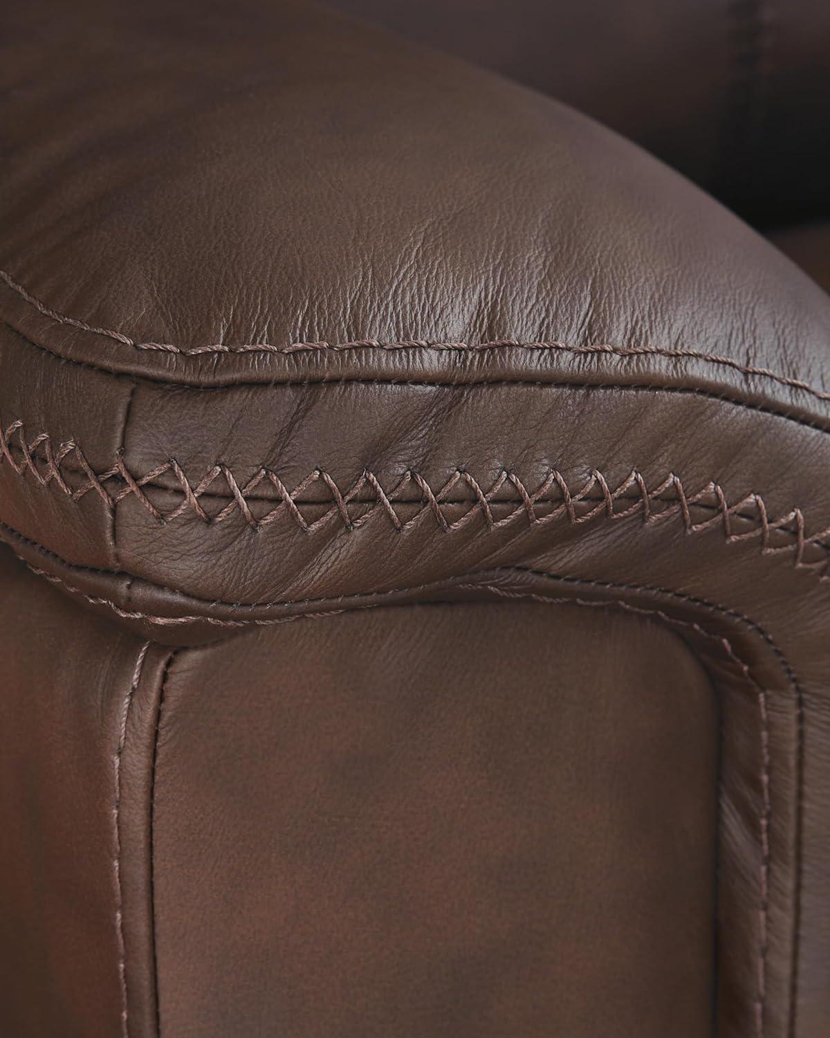 imageSignature Design by Ashley Beryton Power Reclining Sofa with Adjustable Headrest USBA amp USBC Charging OneTouch Reclining Leather 85 W x 41 D x 43 H BrownPower Reclining Loveseat with Console