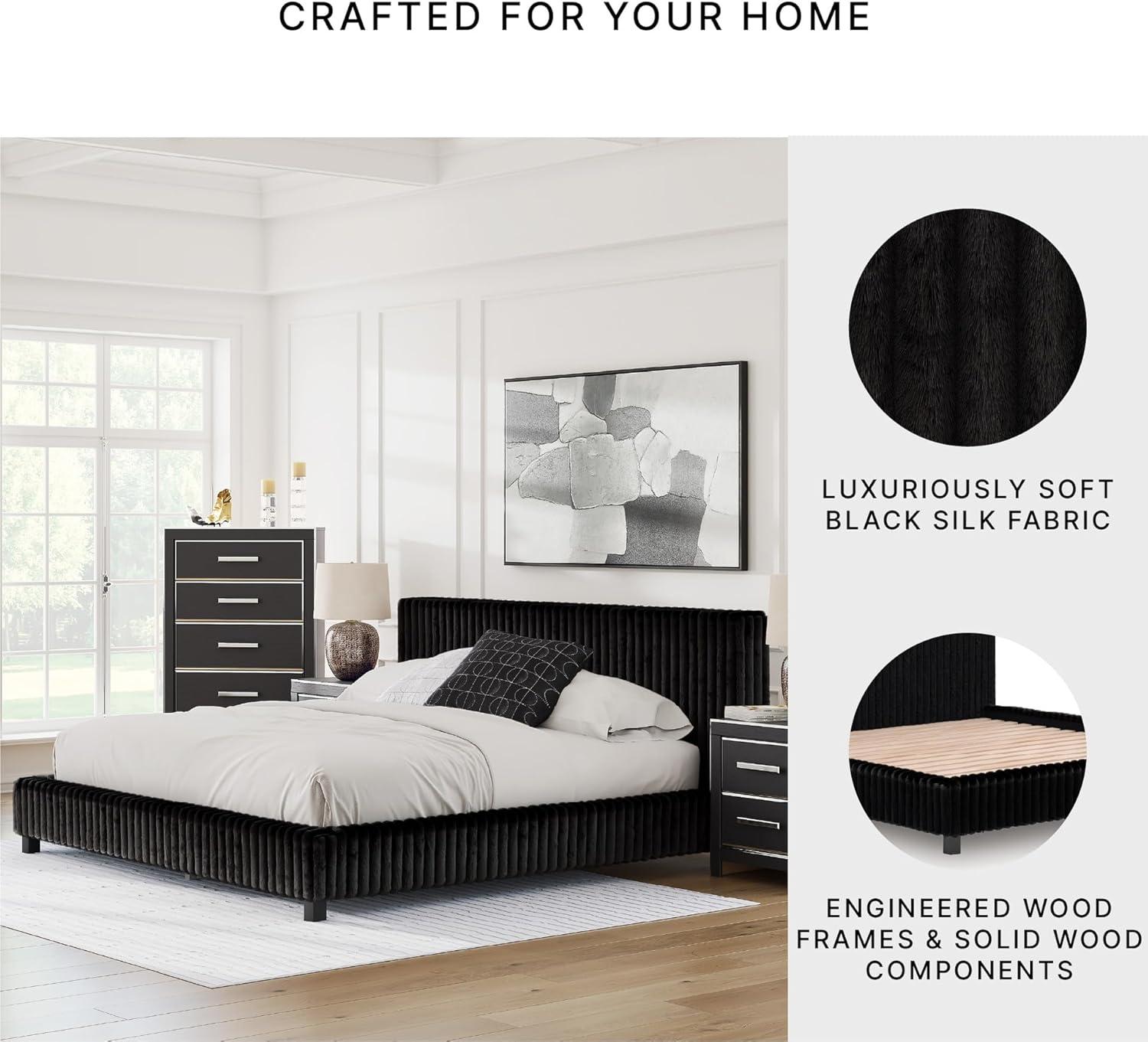 imageSignature Design by Ashley Birmonton Glam Upholstered Panel Storage Bed Foundation or Box Spring Needed King WhiteBlack