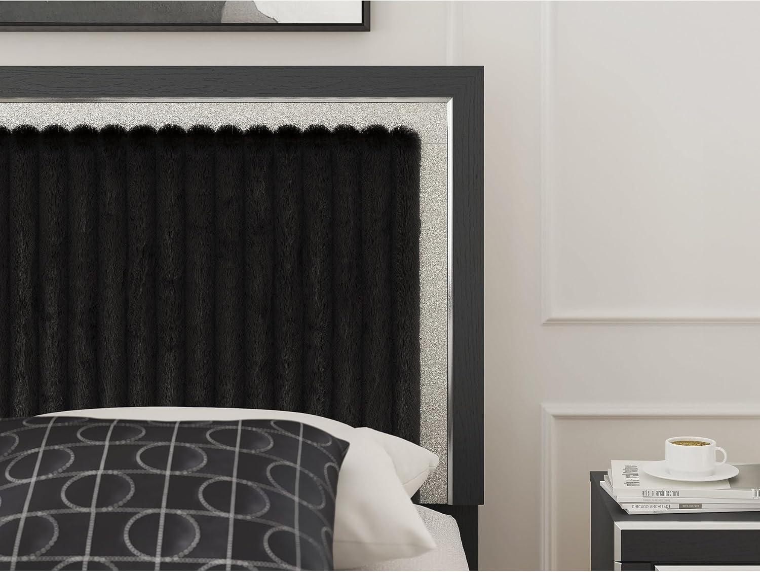 imageSignature Design by Ashley Birmonton Glam Upholstered Panel Storage Bed Foundation or Box Spring Needed King WhiteBlack