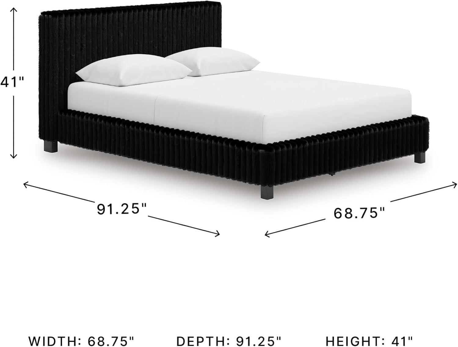 imageSignature Design by Ashley Birmonton Glam Upholstered Panel Storage Bed Foundation or Box Spring Needed King WhiteBlack