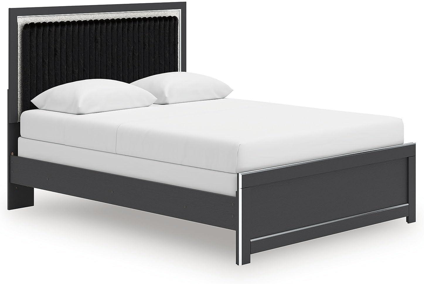 imageSignature Design by Ashley Birmonton Glam Upholstered Panel Storage Bed Foundation or Box Spring Needed King WhiteBlack