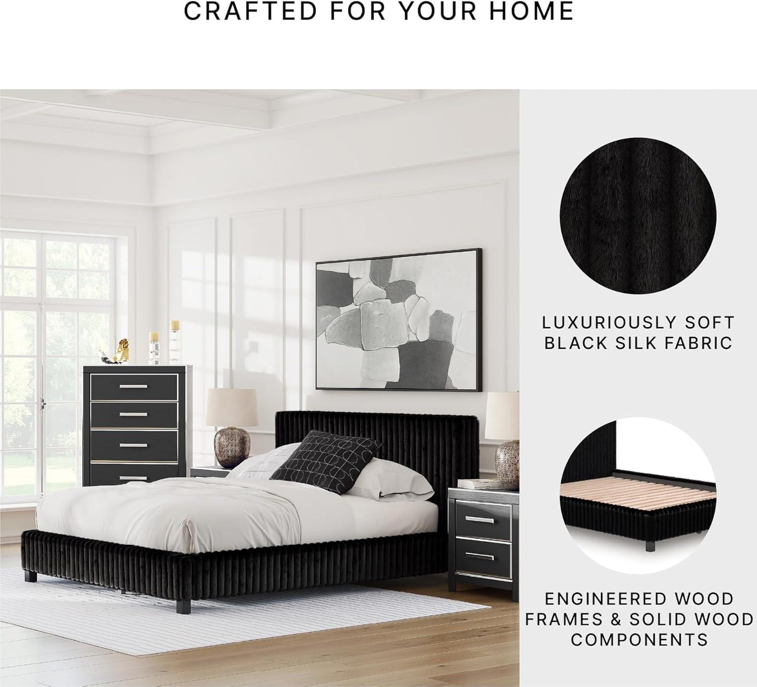imageSignature Design by Ashley Birmonton Glam Upholstered Panel Storage Bed Foundation or Box Spring Needed King WhiteBlack