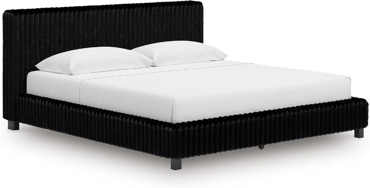 imageSignature Design by Ashley Birmonton Glam Upholstered Panel Storage Bed Foundation or Box Spring Needed King WhiteBlack