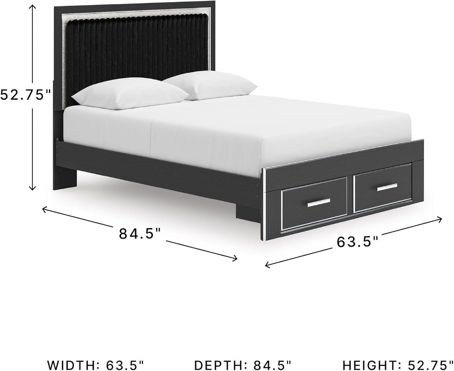 imageSignature Design by Ashley Birmonton Glam Upholstered Panel Storage Bed Foundation or Box Spring Needed King WhiteBlack