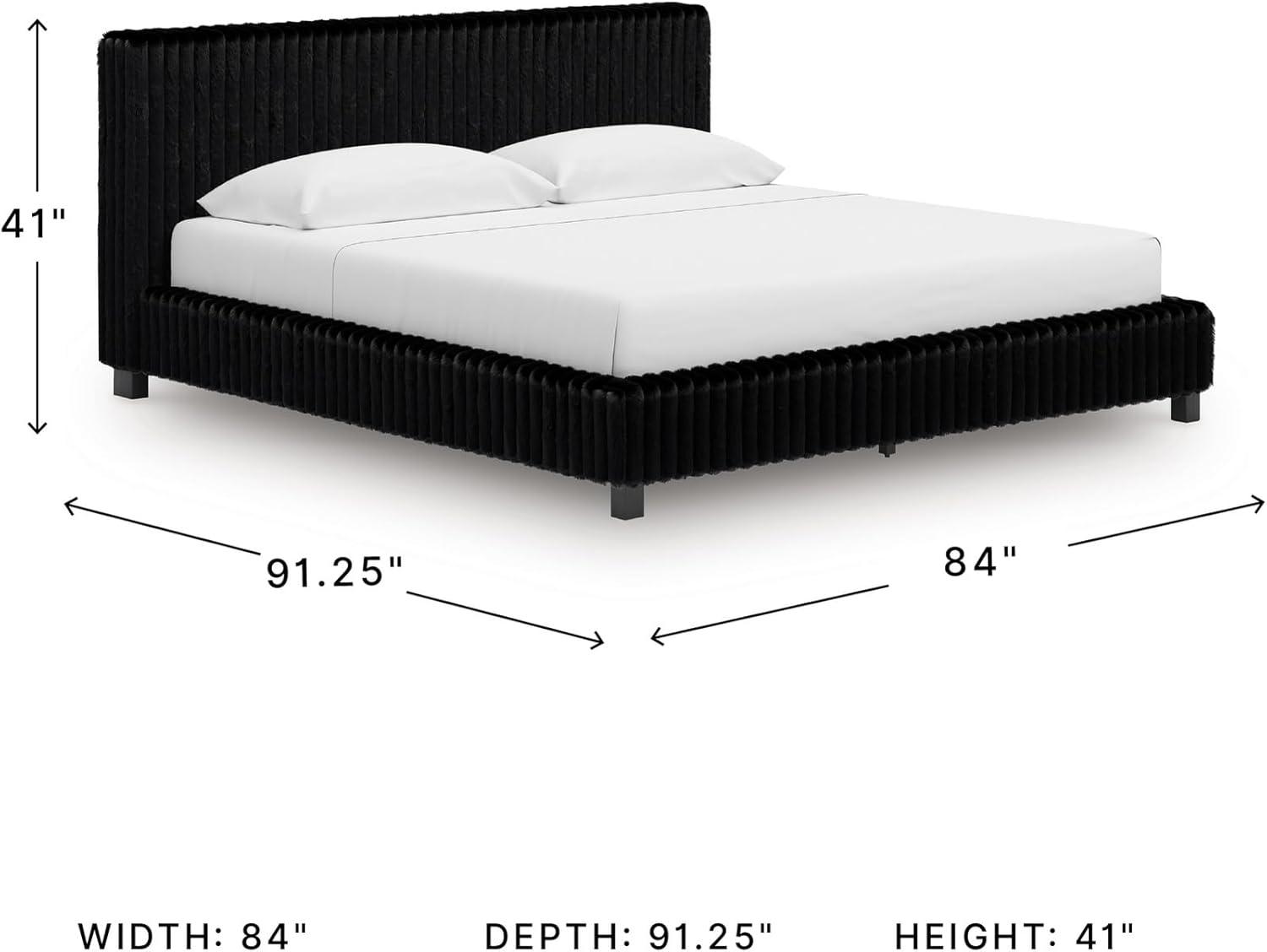 imageSignature Design by Ashley Birmonton Glam Upholstered Panel Storage Bed Foundation or Box Spring Needed King WhiteBlack