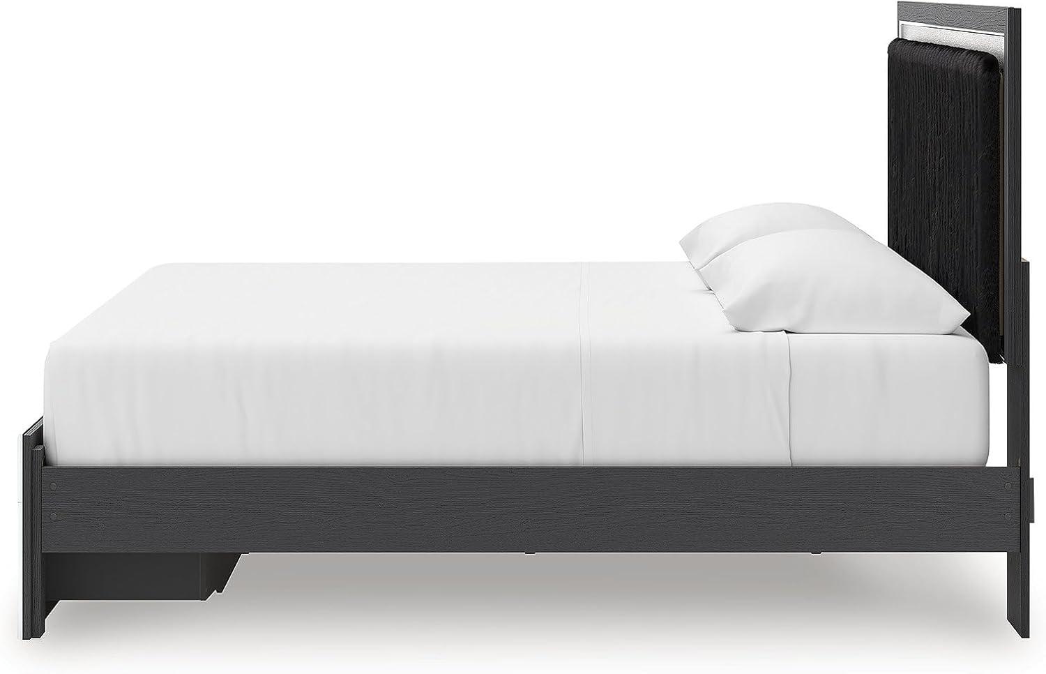 imageSignature Design by Ashley Birmonton Glam Upholstered Panel Storage Bed Foundation or Box Spring Needed King WhiteBlack