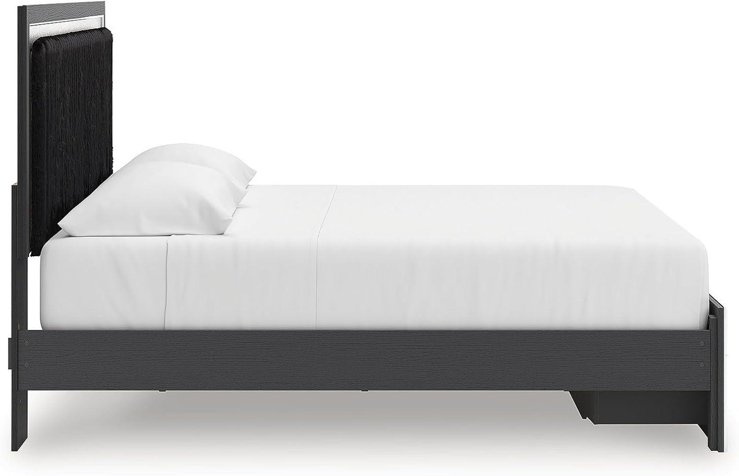 imageSignature Design by Ashley Birmonton Glam Upholstered Panel Storage Bed Foundation or Box Spring Needed King WhiteBlack