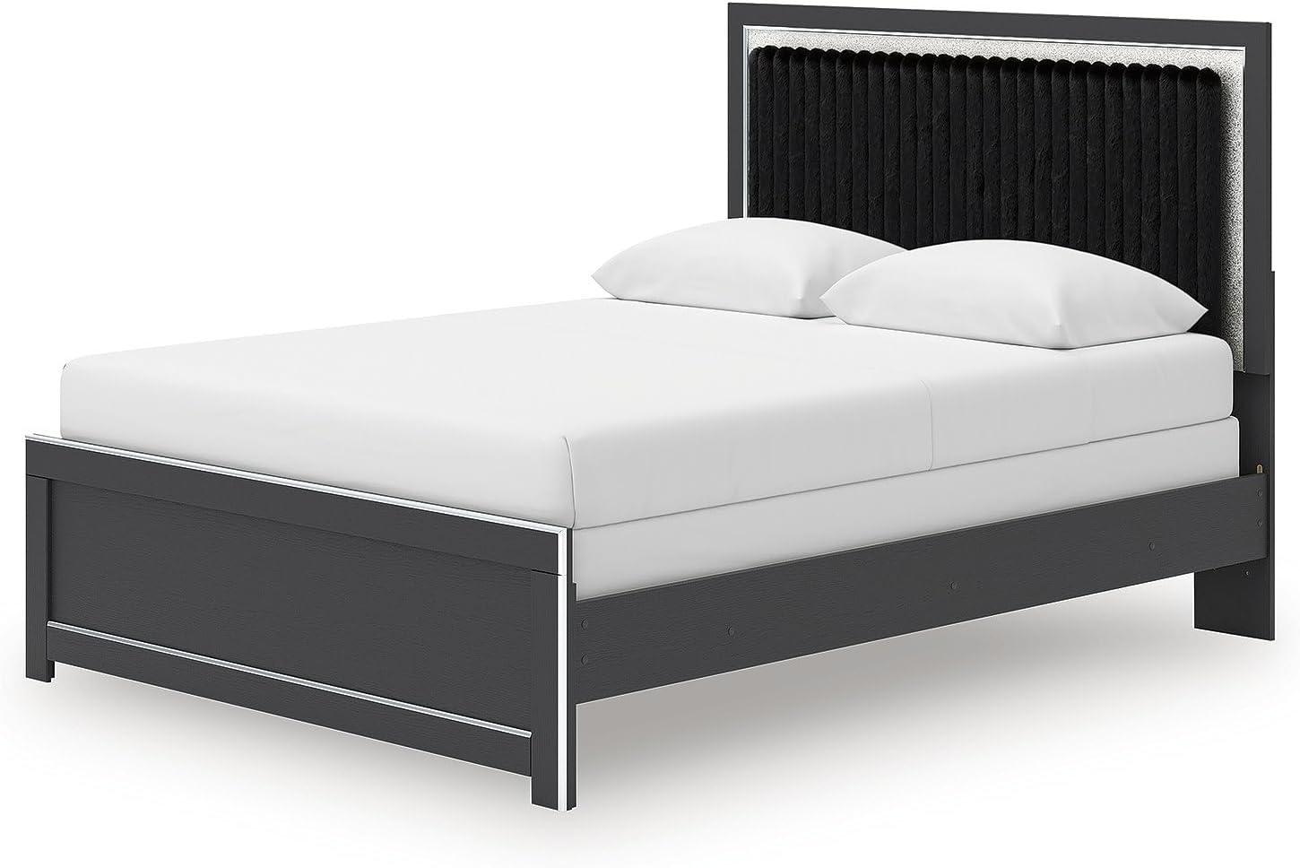 imageSignature Design by Ashley Birmonton Glam Upholstered Panel Storage Bed Foundation or Box Spring Needed King WhiteBlack