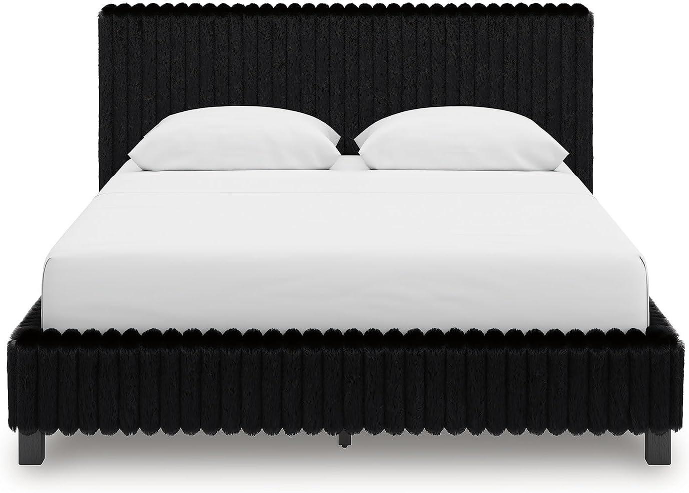 imageSignature Design by Ashley Birmonton Glam Upholstered Panel Storage Bed Foundation or Box Spring Needed King WhiteBlack