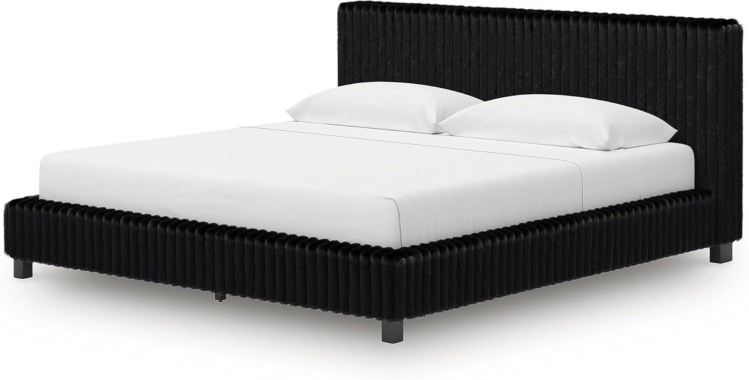 imageSignature Design by Ashley Birmonton Glam Upholstered Panel Storage Bed Foundation or Box Spring Needed King WhiteBlack