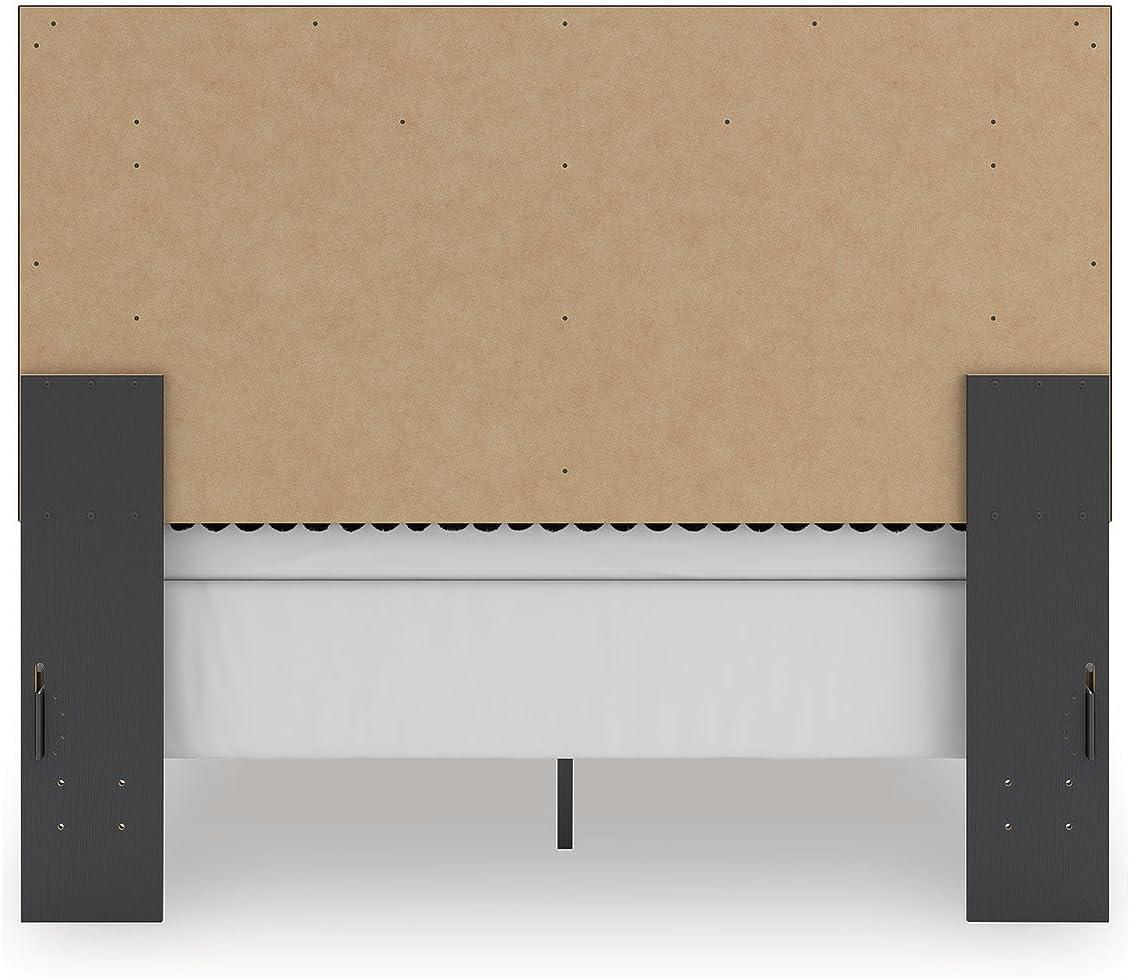 imageSignature Design by Ashley Birmonton Glam Upholstered Panel Storage Bed Foundation or Box Spring Needed King WhiteBlack