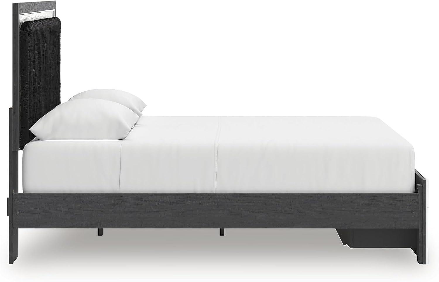 imageSignature Design by Ashley Birmonton Glam Upholstered Panel Storage Bed Foundation or Box Spring Needed King WhiteBlack