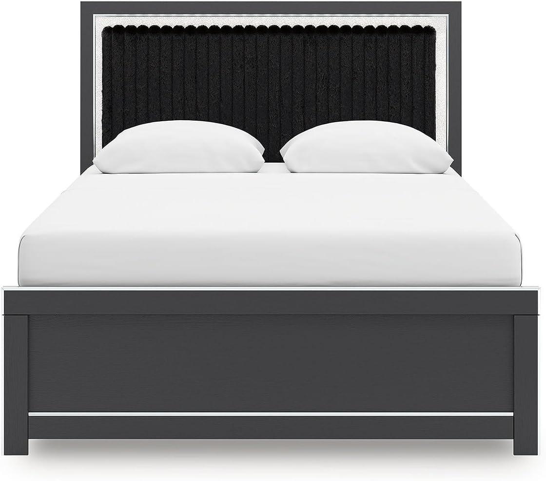 imageSignature Design by Ashley Birmonton Glam Upholstered Panel Storage Bed Foundation or Box Spring Needed King WhiteBlack