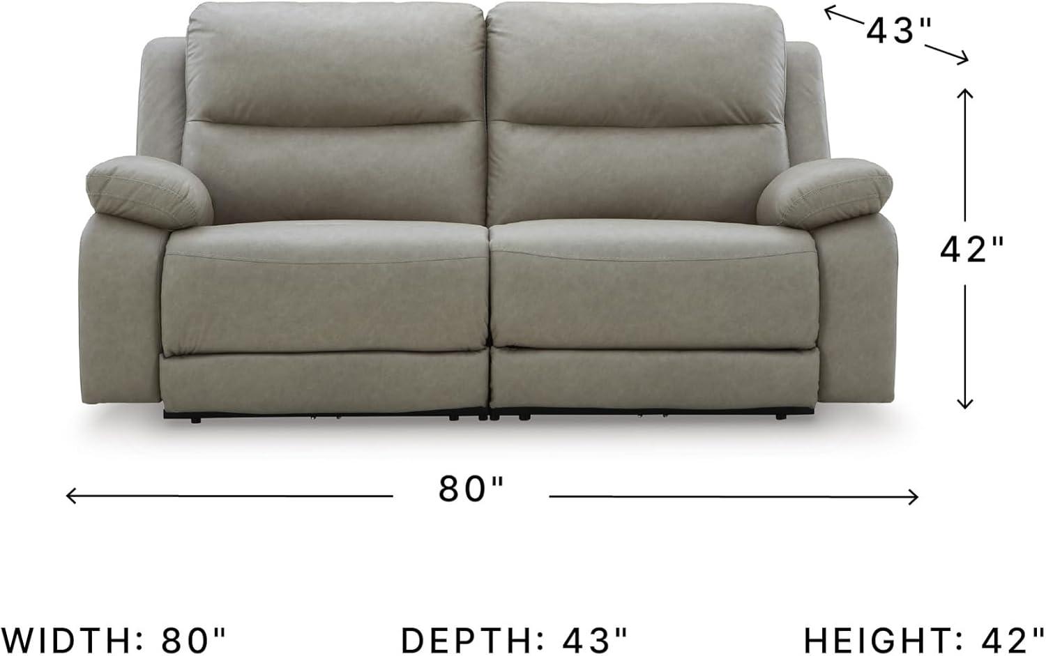 imageSignature Design by Ashley Brannigan LShape Symmetrical Contemporary Faux Leather 5Piece Power Reclining Sectional with USB Port and Adjustable Headrest Light Gray2Piece Reclining Loveseat