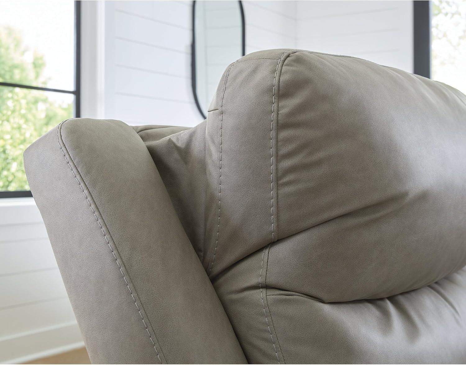 imageSignature Design by Ashley Brannigan LShape Symmetrical Contemporary Faux Leather 5Piece Power Reclining Sectional with USB Port and Adjustable Headrest Light Gray5Piece Power Reclining Sectional