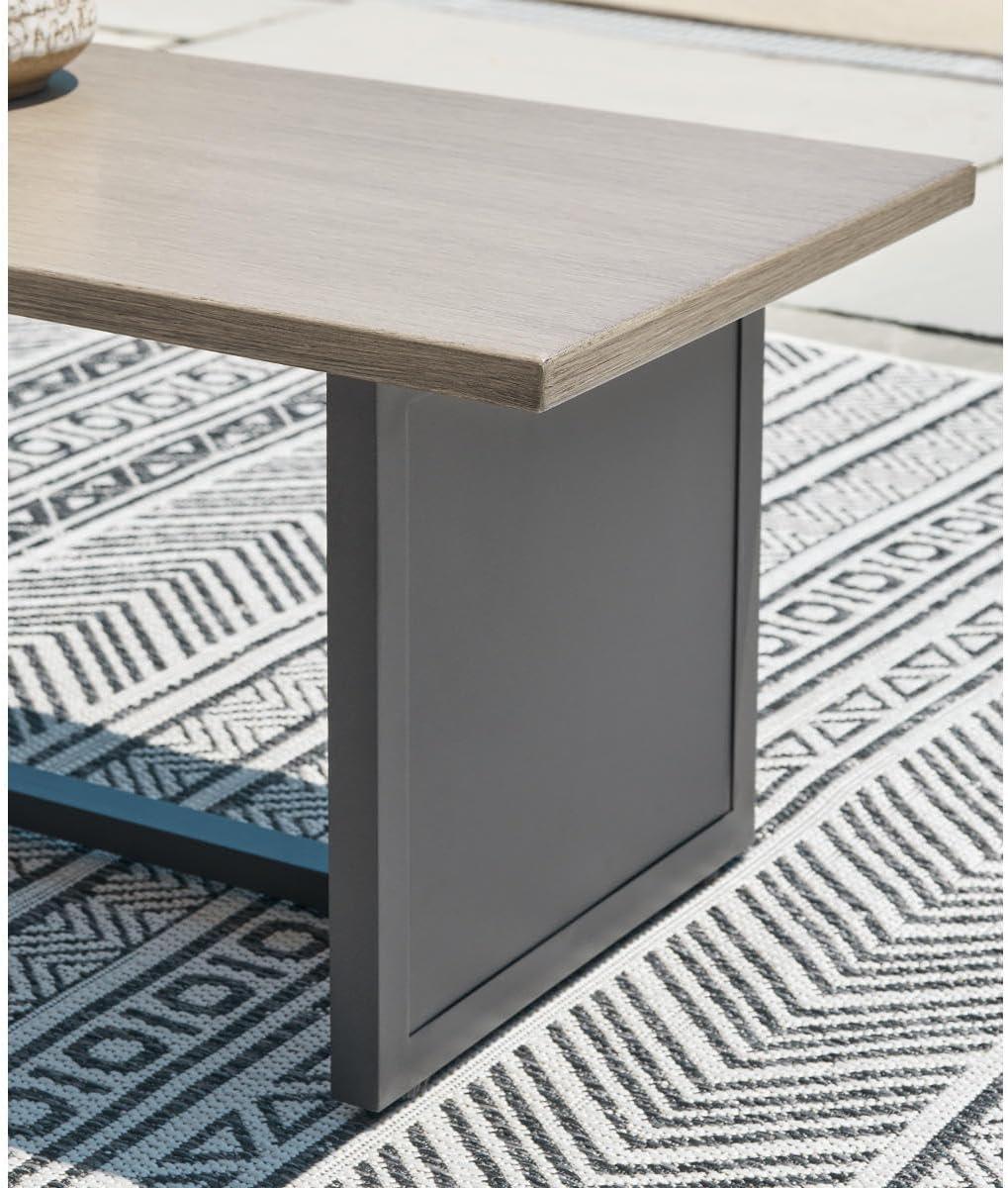 imageSignature Design by Ashley Bree Zee RightArm Facing Modern 4Piece Outdoor Sectional with Tufted Cushion GrayRectangular End Table