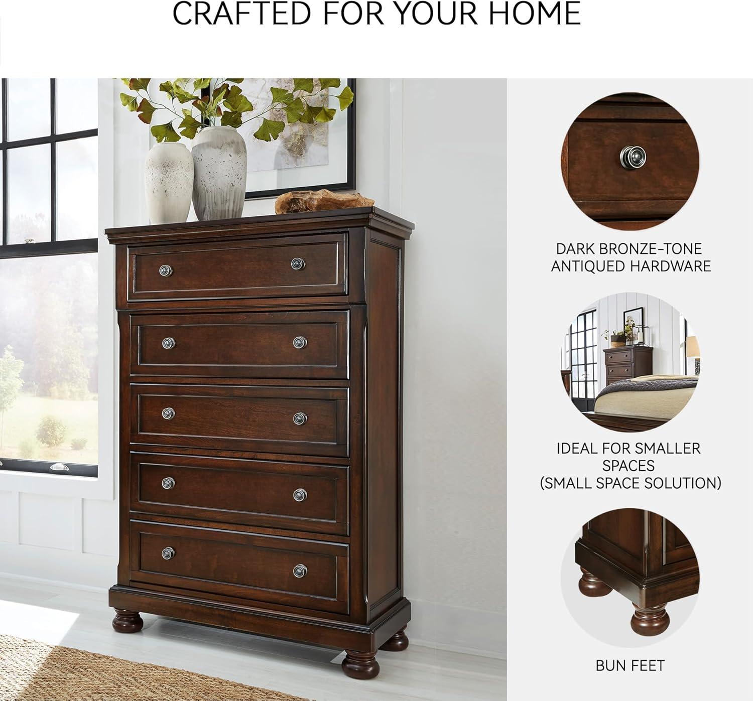 imageSignature Design by Ashley Brinxton Urban SmoothGliding 7Drawer Dresser and Mirror with Safety Stop GrayDark Brown