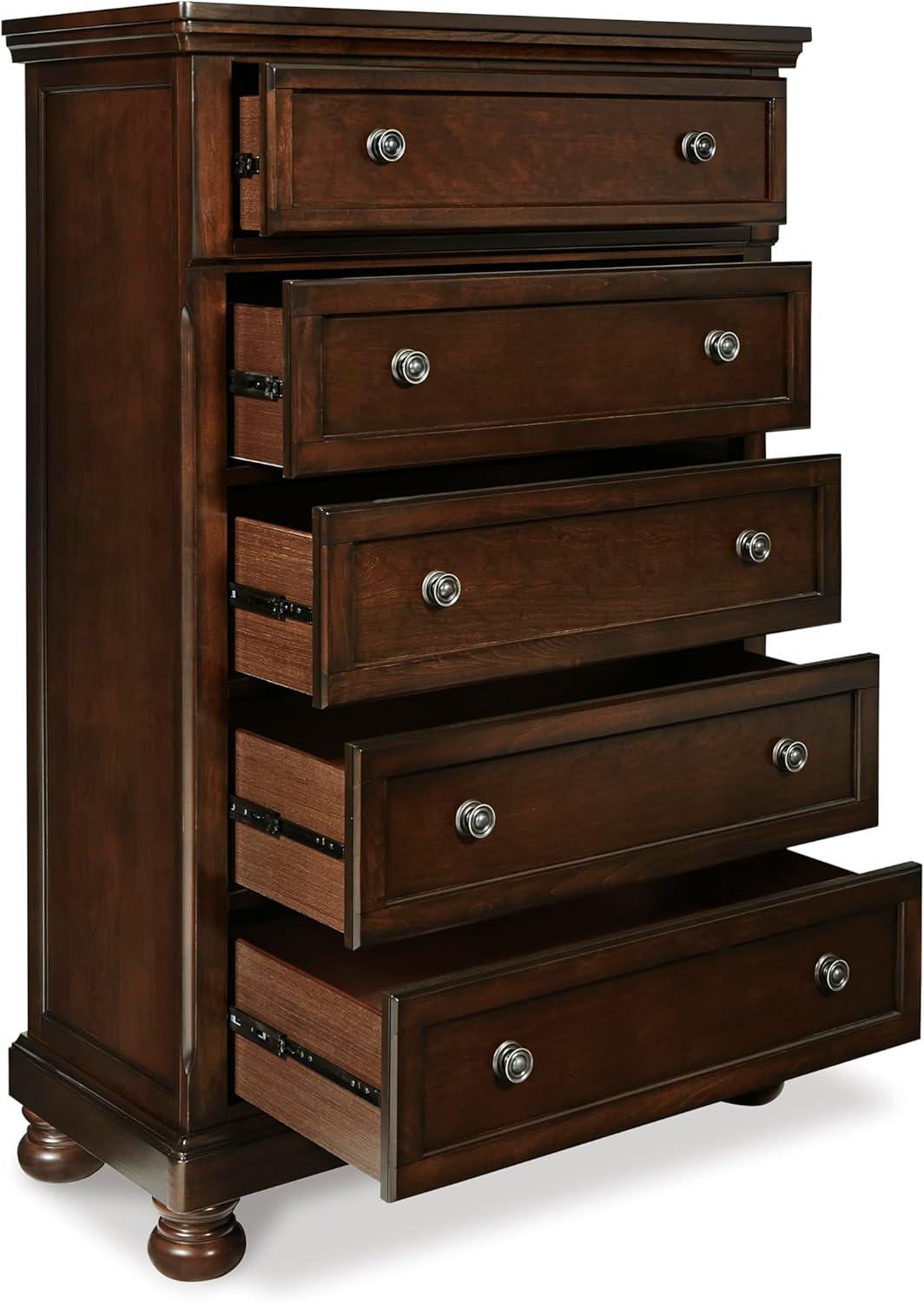 imageSignature Design by Ashley Brinxton Urban SmoothGliding 7Drawer Dresser and Mirror with Safety Stop GrayDark Brown