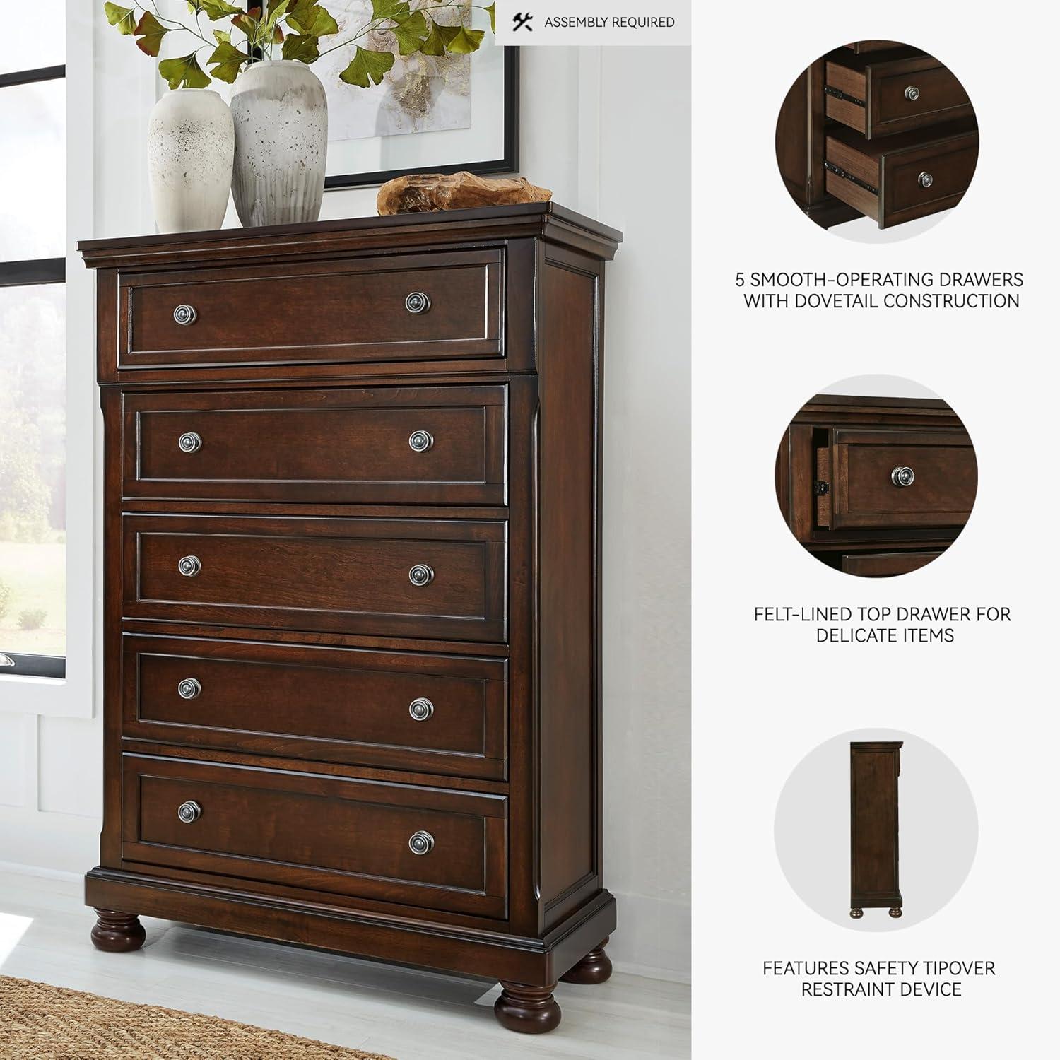 imageSignature Design by Ashley Brinxton Urban SmoothGliding 7Drawer Dresser and Mirror with Safety Stop GrayDark Brown