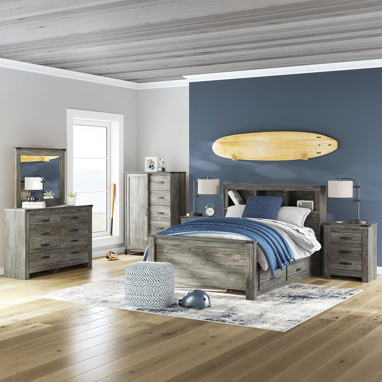 imageSignature Design by Ashley Brinxton Urban SmoothGliding 7Drawer Dresser and Mirror with Safety Stop GrayGrey