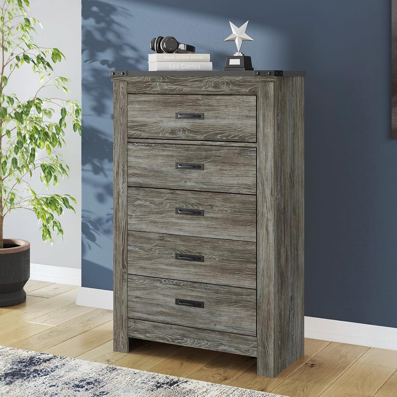 imageSignature Design by Ashley Brinxton Urban SmoothGliding 7Drawer Dresser and Mirror with Safety Stop GrayGrey