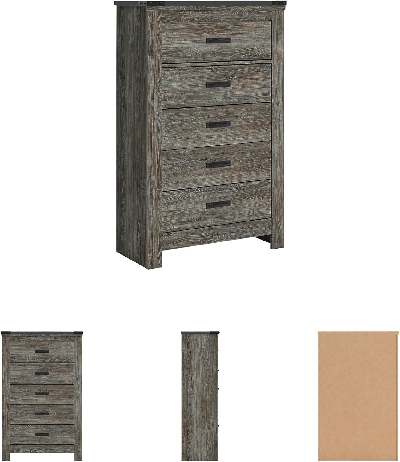 imageSignature Design by Ashley Brinxton Urban SmoothGliding 7Drawer Dresser and Mirror with Safety Stop GrayGrey