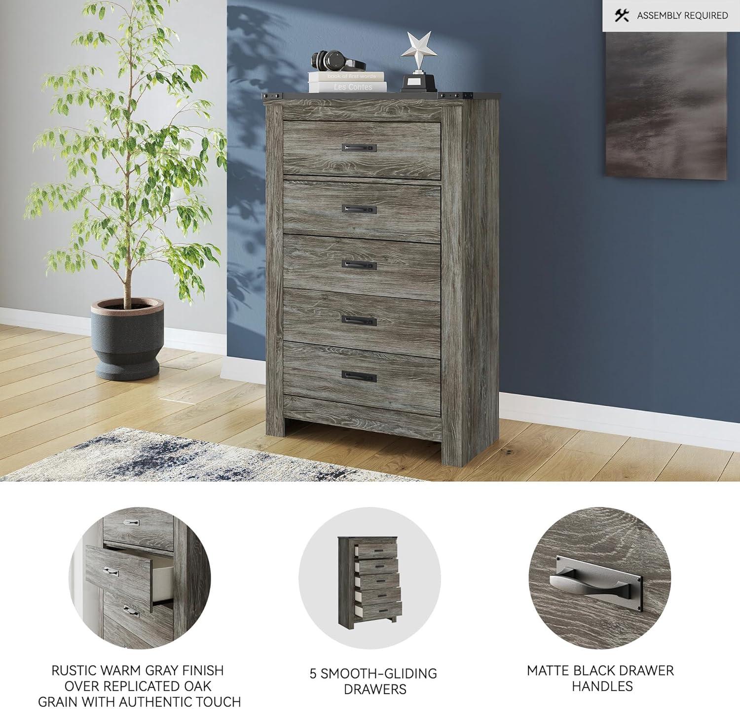 imageSignature Design by Ashley Brinxton Urban SmoothGliding 7Drawer Dresser and Mirror with Safety Stop GrayGrey