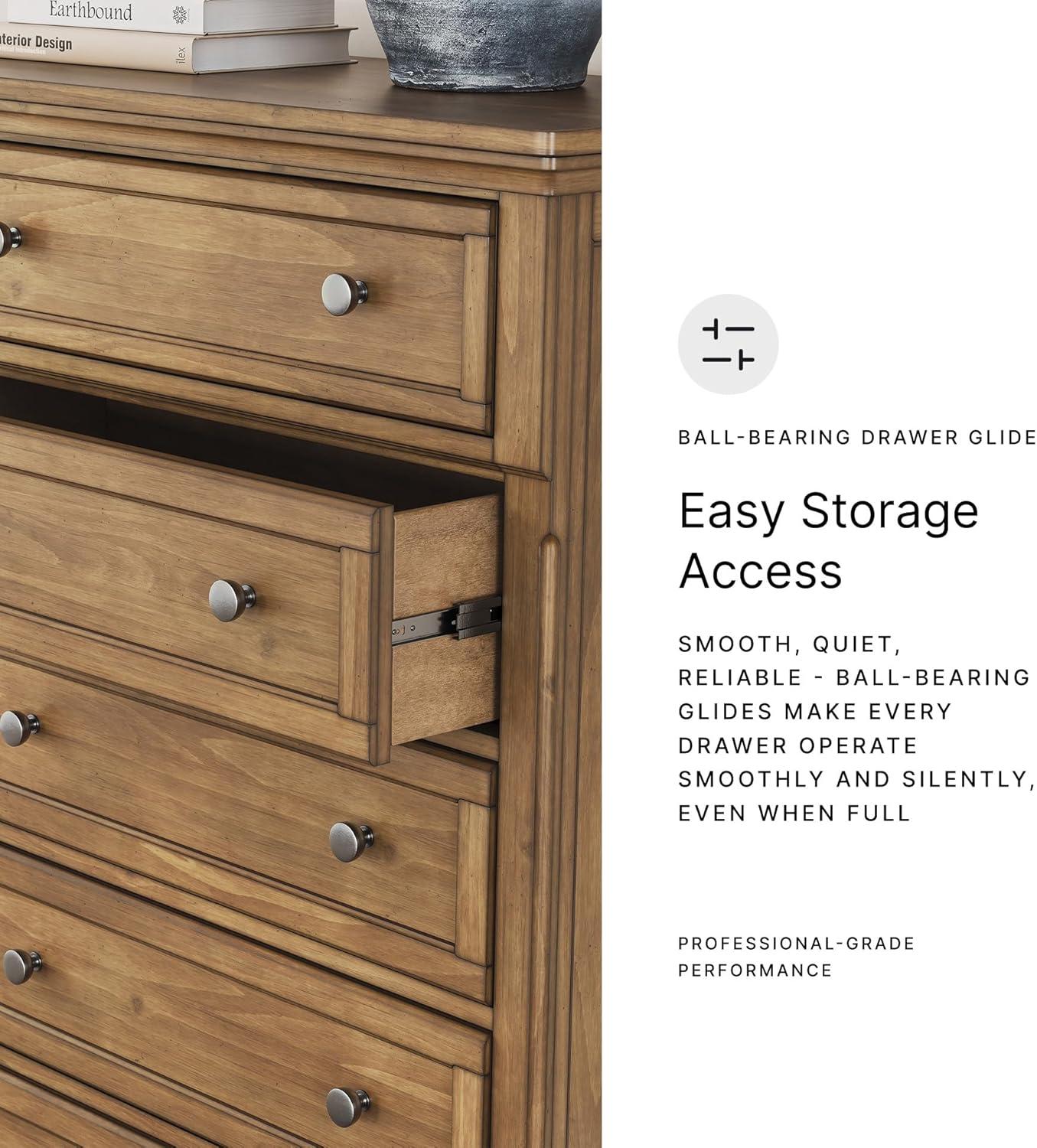 imageSignature Design by Ashley Brinxton Urban SmoothGliding 7Drawer Dresser and Mirror with Safety Stop GrayMedium Brown