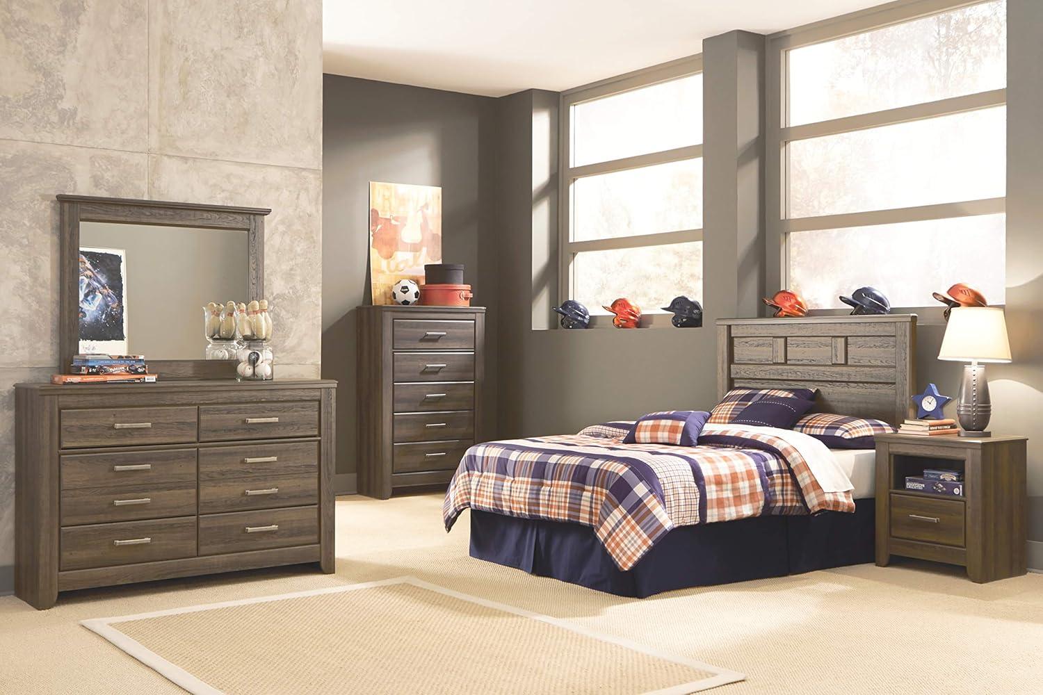 imageSignature Design by Ashley Brinxton Urban SmoothGliding 7Drawer Dresser and Mirror with Safety Stop GrayWarm Brown